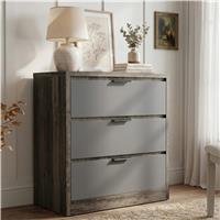 Skova 3 Drawer Chest of Drawers  Small Bedroom Drawers  Wooden Grey+Grey