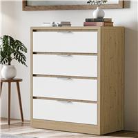 Skova 4 Drawer Chest of Drawers  Deep Chester Drawers  Oak+White