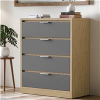 Skova 4 Drawer Chest of Drawers  Deep Chester Drawers  Oak+Grey