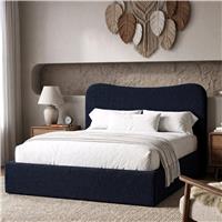 Curved Headboard Ottoman Storage Bed  Boucle Ottoman Bed Frame  Double (4ft6) / Blue