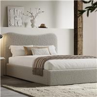 Curved Headboard Ottoman Storage Bed  Boucle Ottoman Bed Frame  King (5ft) / Grey