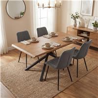 Xylon 4-6 Seater Dining Table and Chairs Set - 4 Seater / Grey