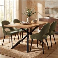 Xylon 4-6 Seater Dining Table and Chairs Set - 4 Seater / Green