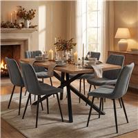 Xylon 4-6 Seater Dining Table and Chairs Set - 6 Seater / Grey