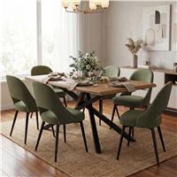 Xylon 4-6 Seater Dining Table and Chairs Set - 6 Seater / Green
