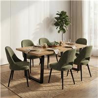 Aldridge 4 and 6 Seater Dining Table and Chairs Set - 6 Seater / Green
