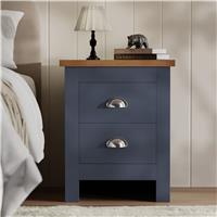 Shaker 2 Drawer Bedside Table  Nightstand With Drawers  Blue