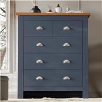 5 Drawer Chest of Drawers  Shaker Bedroom Drawers  Blue