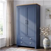 Shaker Double Wardrobe With Drawers And Hanging Space  Blue