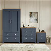 Shaker 3 Piece Bedroom Set - Wardrobe with Chest of Drawers - Blue