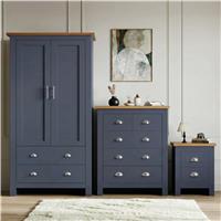 Shaker 3 Piece Bedroom Furniture Set  Wardrobe and Chest of Drawers  Blue