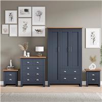 Shaker 4 Piece Bedroom Set - Wardrobe, Chest of Drawers & Bedside - Blue
