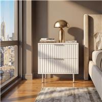 Flutrina Painted 2 Drawer Bedside Table with Metal Handles  White