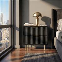 Flutrina Painted 2 Drawer Bedside Table with Metal Handles  Black