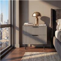 Flutrina Painted 2 Drawer Bedside Table with Metal Handles  Grey
