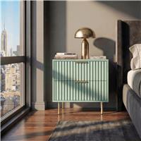 Flutrina Painted 2 Drawer Bedside Table with Metal Handles  Sage Green