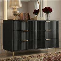 Flutrina Painted 6 Drawer Wide Chest of Drawers Bedroom Dresser  Black
