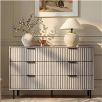 Flutrina Painted 6 Drawer Wide Chest of Drawers Bedroom Dresser  Grey