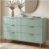 Flutrina Painted 6 Drawer Wide Chest of Drawers Bedroom Dresser  Sage Green