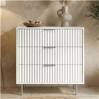 Flutrina Painted 3 Drawer Chest of Drawers with Metal Legs  White