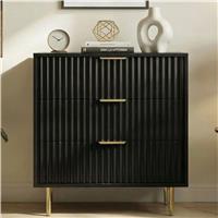 Flutrina Painted 3 Drawer Chest of Drawers with Metal Legs  Black
