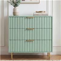 Flutrina Painted 3 Drawer Chest of Drawers with Metal Legs  Sage Green