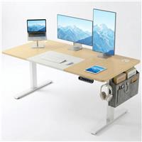 Pine Electric Standing Desk  Home Office Desk with Storage  140cm x 60cm