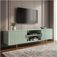 Flutrina Painted 180cm TV Unit Cabinet with Storage for TVs up to 85"  Sage Green