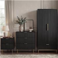 Flutrina Painted 3 Piece Bedroom Furniture Set - Black