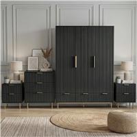 Flutrina Painted 4 Piece Bedroom Furniture Set - Black