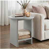 Small Round Side Table with Shelf Living Room Sofa End Table  Grey