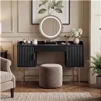 Flutrina Dressing Table with LED Mirror Makeup Vanity Desk  Black