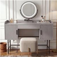 Flutrina Dressing Table with LED Mirror Makeup Vanity Desk  Grey