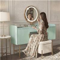 Flutrina Dressing Table with LED Mirror Makeup Vanity Desk  Sage Green