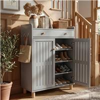4Tier Shoe Storage Cabinet with Adjustable Shelves Hallway  Grey