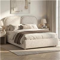 Embracea Upholstered Bed Frame Tall Headboard - King Size (5ft) / Beige