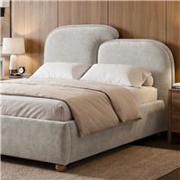 Embrea Upholstered Bed Frame with Curved Headboard - Double (4ft6) / Grey