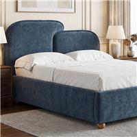 Embrea Upholstered Bed Frame with Curved Headboard - Double (4ft6) / Blue