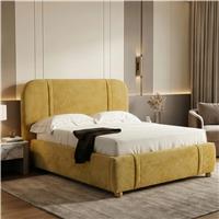 Upholstered Bed Frame with Padded Headboard Double & King - Double (4ft6) / Yellow