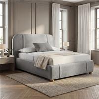 Upholstered Bed Frame with Padded Headboard Double & King - Double (4ft6) / Grey