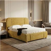 Upholstered Bed Frame with Padded Headboard Double & King - King Size (5ft) / Yellow