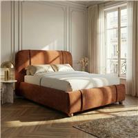 Upholstered Bed Frame with Padded Headboard Double & King - Double (4ft6) / Rust