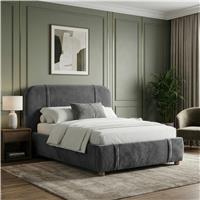 Upholstered Bed Frame with Padded Headboard Double & King - King Size (5ft) / Dark Grey