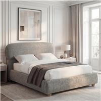 Serilya Upholstered Bed Frame with Luxury Headboard - Double (4ft6) / Grey