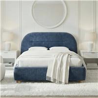 Maloye Upholstered Bed Frame Double and King Size - King Size (5ft) / Blue