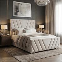 Vellure Velvet Ottoman Storage Bed Frame Double & King - Double (4ft6) / Beige