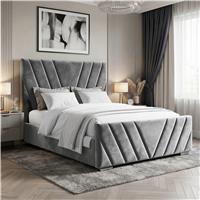 Vellure Velvet Ottoman Storage Bed Frame Double & King - King (5ft) / Dark Grey