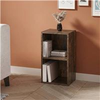 Bookcase Cube Storage Unit  Tall Narrow Bookshelf  2 Shelf / Rustic