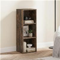 Bookcase Cube Storage Unit - Tall Narrow Bookshelf - 3 Shelf / Rustic