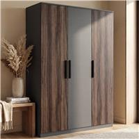 Blythe 3 Door Wardrobe with Adjustable Shelves and Hanging Rail  Walnut